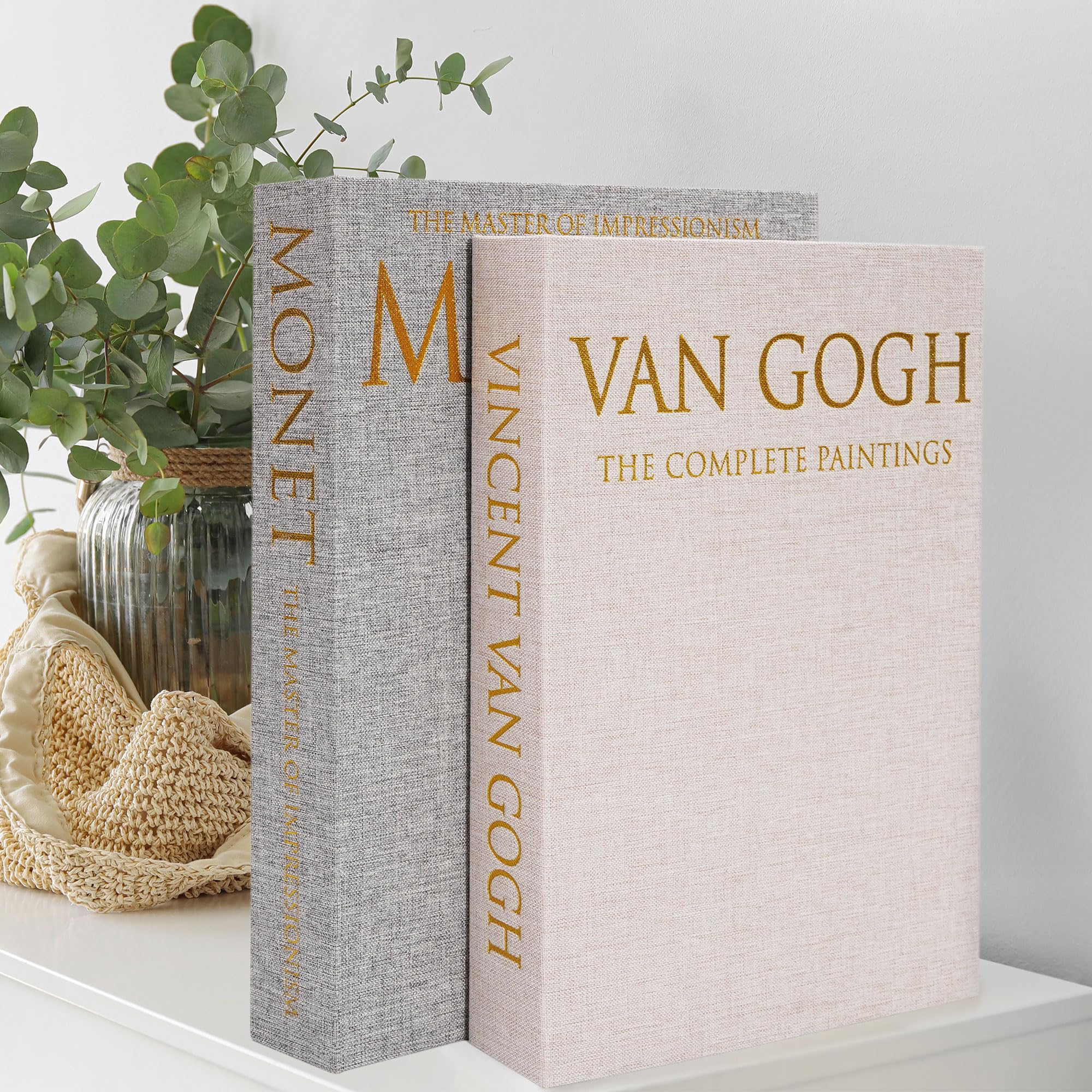 Lot de 2 Boîtes de Rangement Décoratives pour Livres Lin Synthétique | Dekorative Bücher, Für Bücherregale Couchtische Heimdekoration