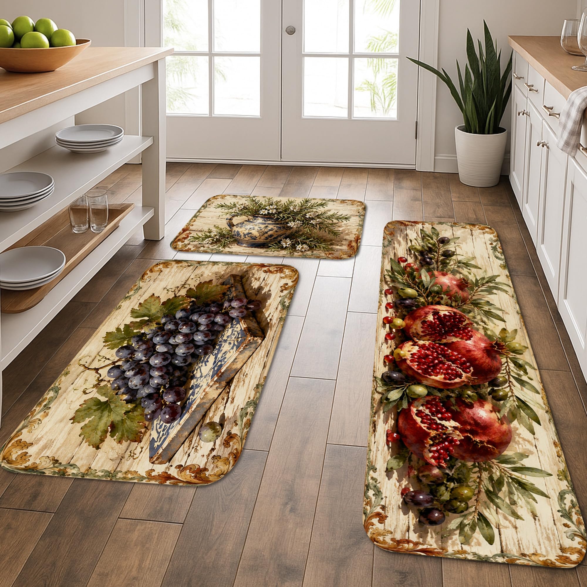 Tapis de cuisine doux au motif de fruits pour une ambiance rustique et chaleureuse