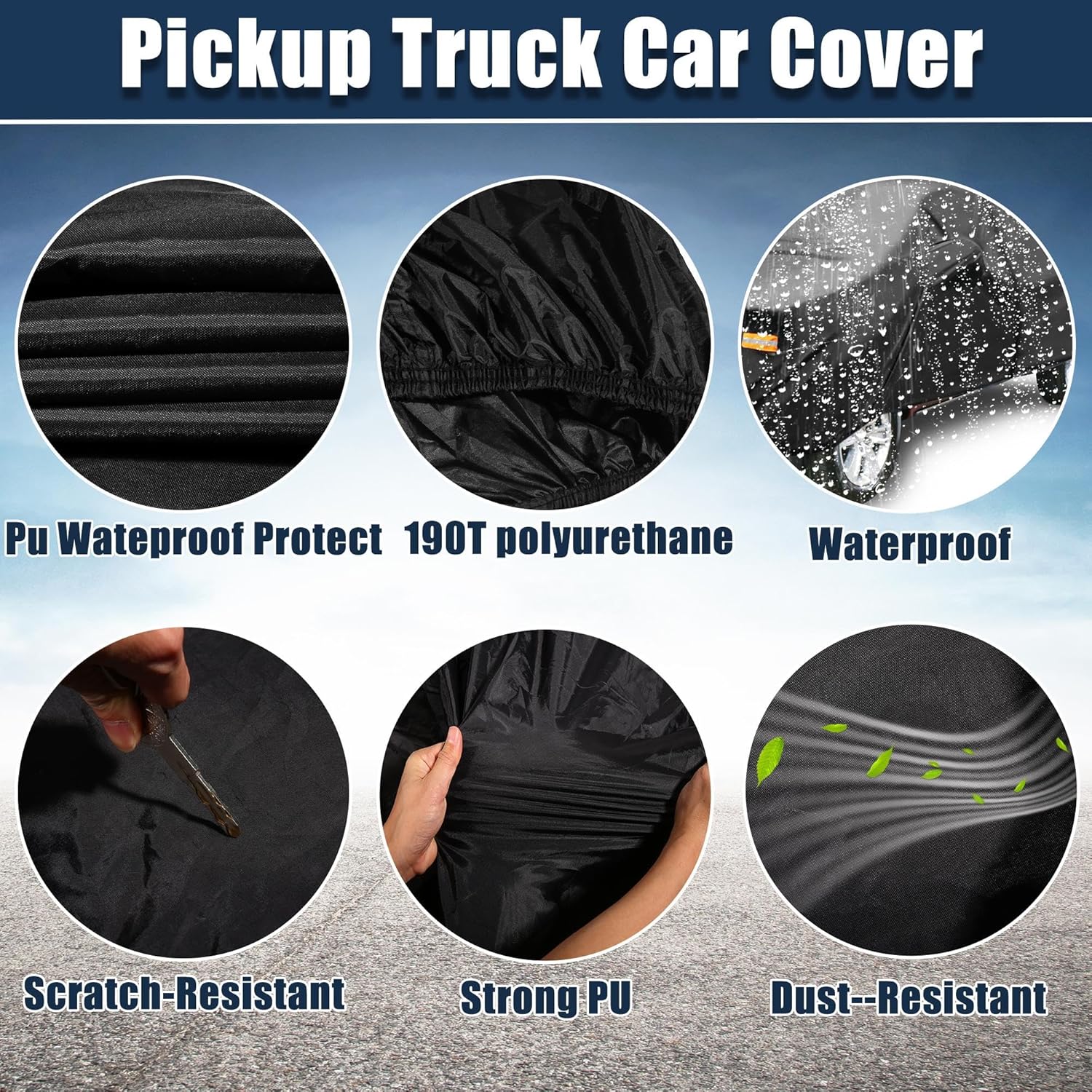 X AUTOHAUX Pickup Truck Cover for Ford F150 Crew Cab 6.5Ft Bed Pickup 4 Door 2004-2021 Outdoor Waterproof Sun Rain Dust Wind Snow Protection 190T PU with Driver Door Zipper Black
