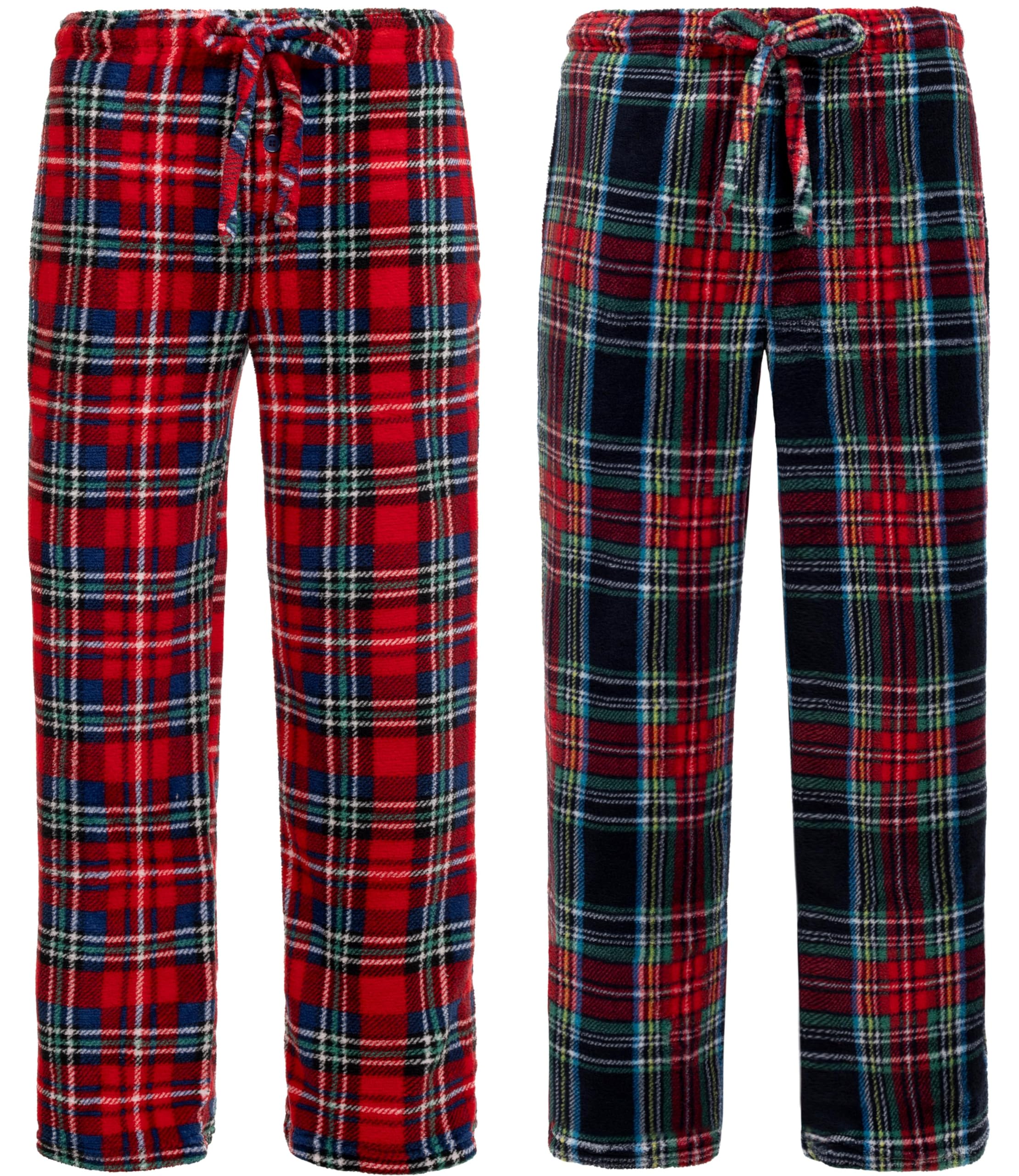 alexander del rossa Men's 2-Pack Flannel Plaids Fleece Pajama Pants, Soft Plush Lounge PJ Bottoms for-picture-32