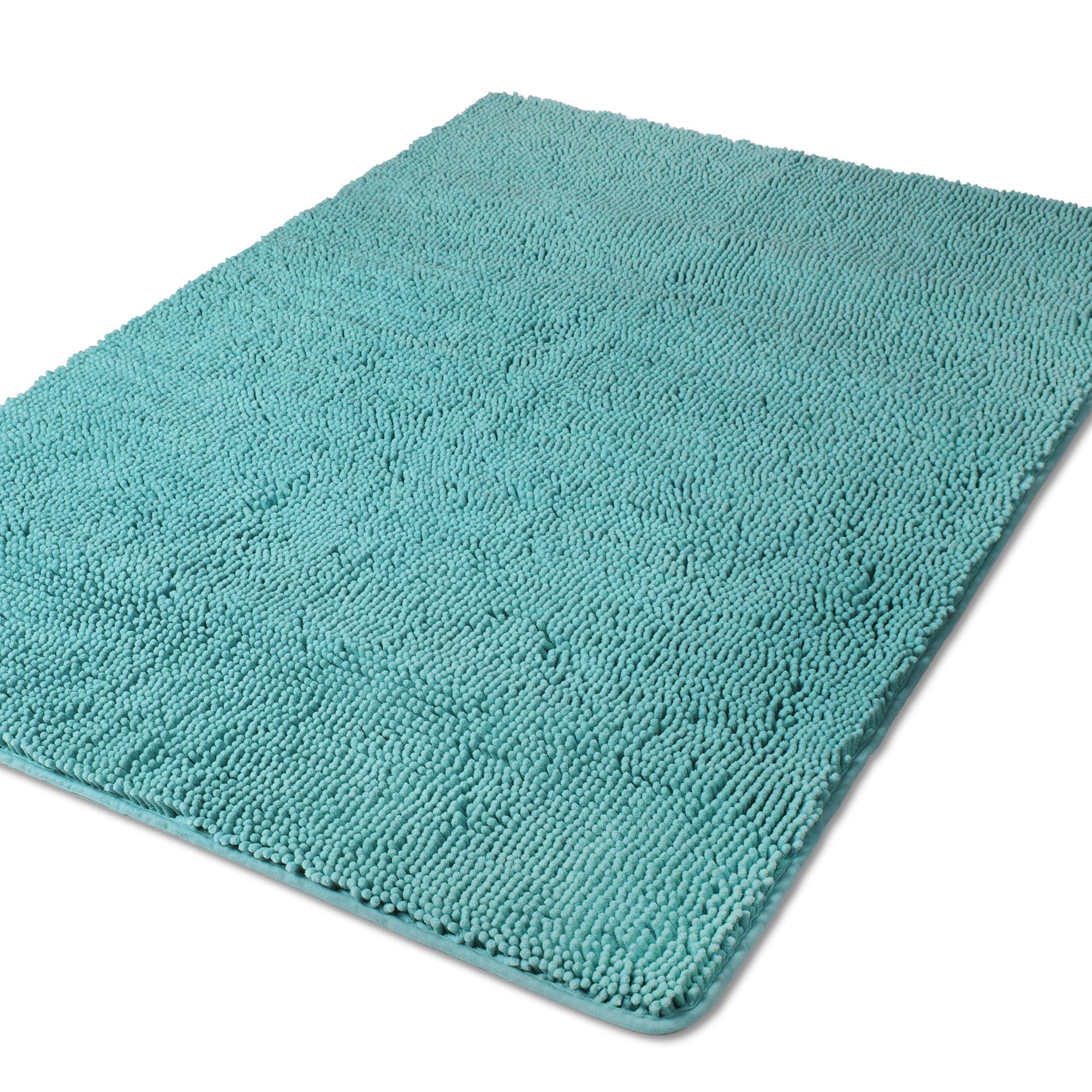 Yeaban Bathroom Runner, 40 x 60 inches, thick chenille, long bath mat, absorbent and washable, extra large, non-slip, soft runner for bathroom, shower, sink, blue-green — image 1