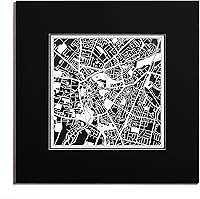 Vista 149 de O3 Design Studio Mapa de corte de papel Madrid negro mate de 20 x 20 pulgadas