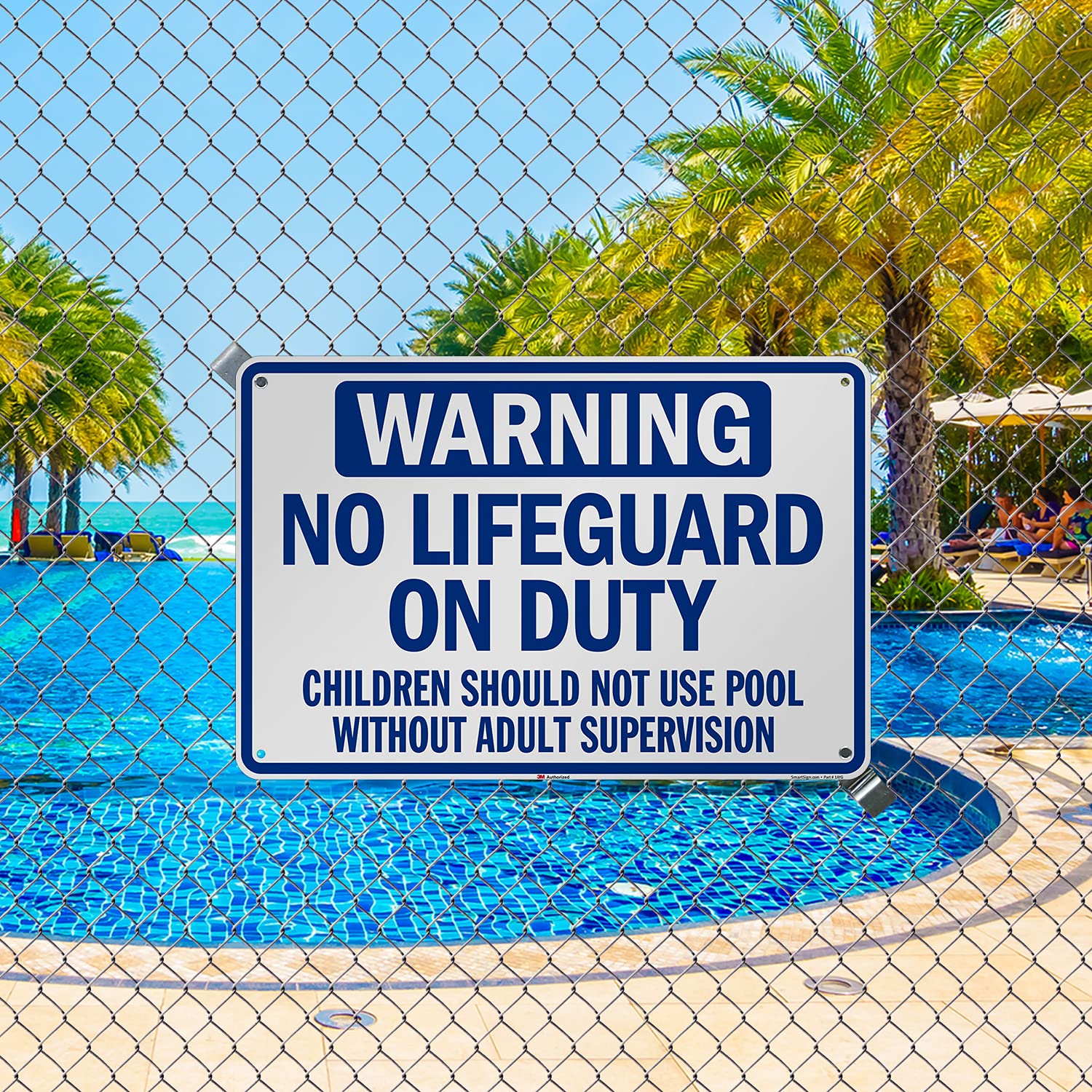 SmartSign Large No Lifeguard on Duty Sign, Children Should Not Use Pool Without Adult Supervision Sign, 24 x 36 Inches, 3M Authorized EG Reflective Aluminum, Made in USA