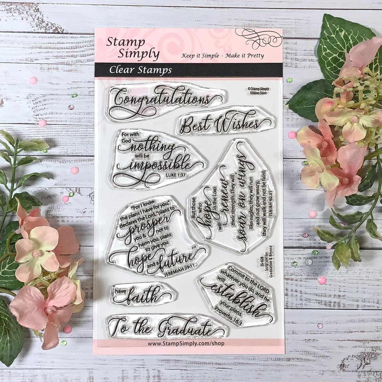 Clear Stamps Scripture for Graduation and Beyond Congratulations Graduate 4x6 Inch Sheets - 8 Pieces