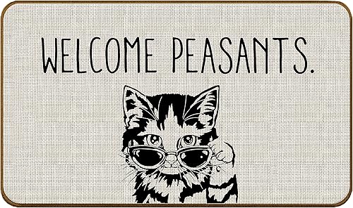 Felpudo para puerta de gato, divertido tapete de bienvenida, antideslizante para interiores y exteriores (17 x 30 pulgadas)