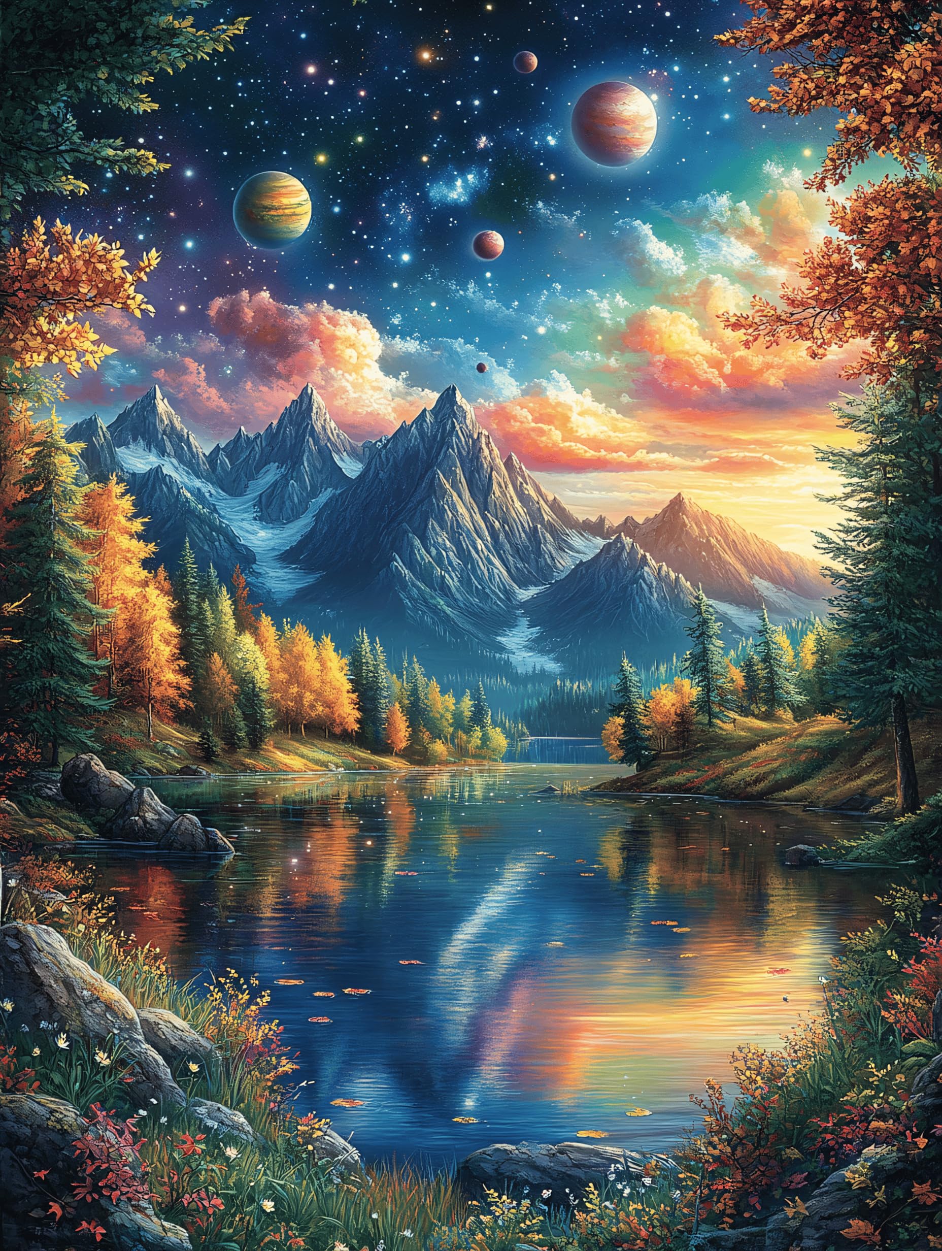 Mountain Lake Landscape 500 Piece Jigsaw Puzzle for Adults Mitos Fantástico Cuento De Hadas Solo Leisure Time Challenging Fun No Dust Pieces Great Gift for Puzzle Enthusiasts 500 PCS