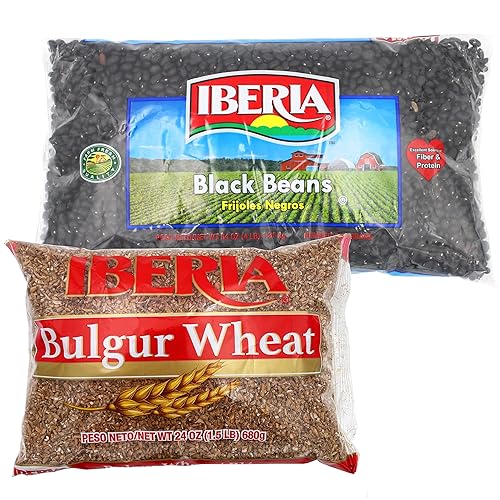 Iberia Frijoles negros, 4lb. + Iberia Bulgur Wheat, 24 onzas