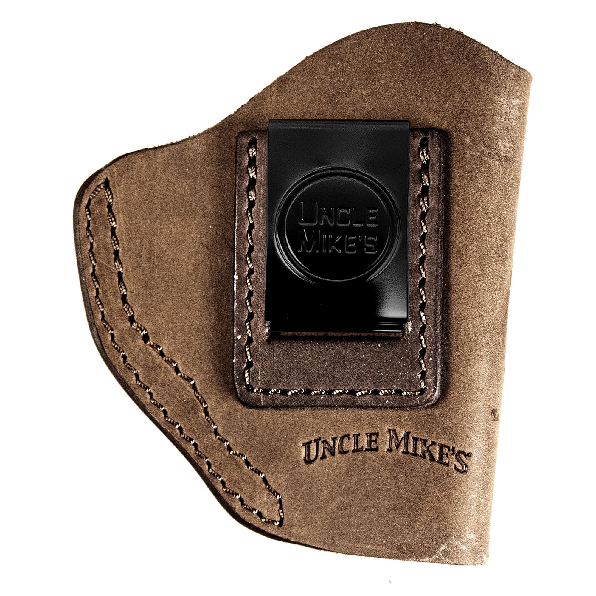 Uncle Mikes Inside Waistband Leather Holster, Size 2, Fits Most Small Frame Revolvers (Ruger LCR/S&W J Frames/Taurus 85/856), Leather, Metal Clip, Ambidextrous, Brown
