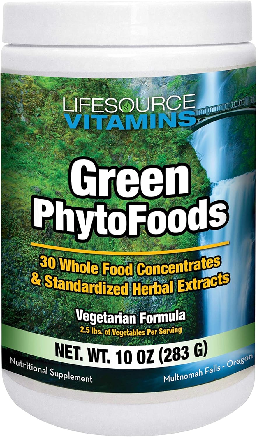 LifeSource Vitamins Green Phyto Foods 10 oz - 27 Organic Veggies - 72 Minerals -