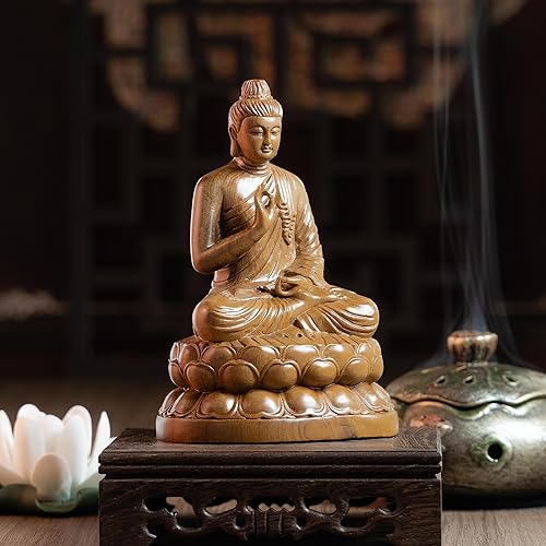 Miniatura 8 de Buda Gautama sentado en Abhaya Mudra, estatua de Buda meditando Shakyamuni, figuras budistas, estatua de Buda para decoración del hogar