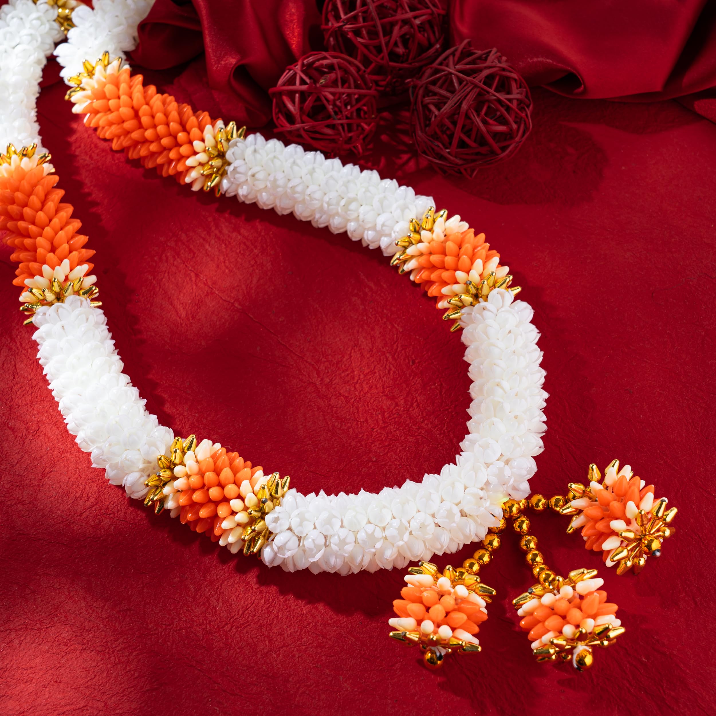 Sri Garlands-Artificial Jasmine Flower Cane Available 3 Vibrant Color variants Orange,White,Yellow 2sizes Available-(65cm and 80cm) Home Decoration god Photo Frames Big Size mala(SGAJ2 (Orange 85CM) (B0CHYS1Q3Q) Amazon Price History, Amazon Price Tracker