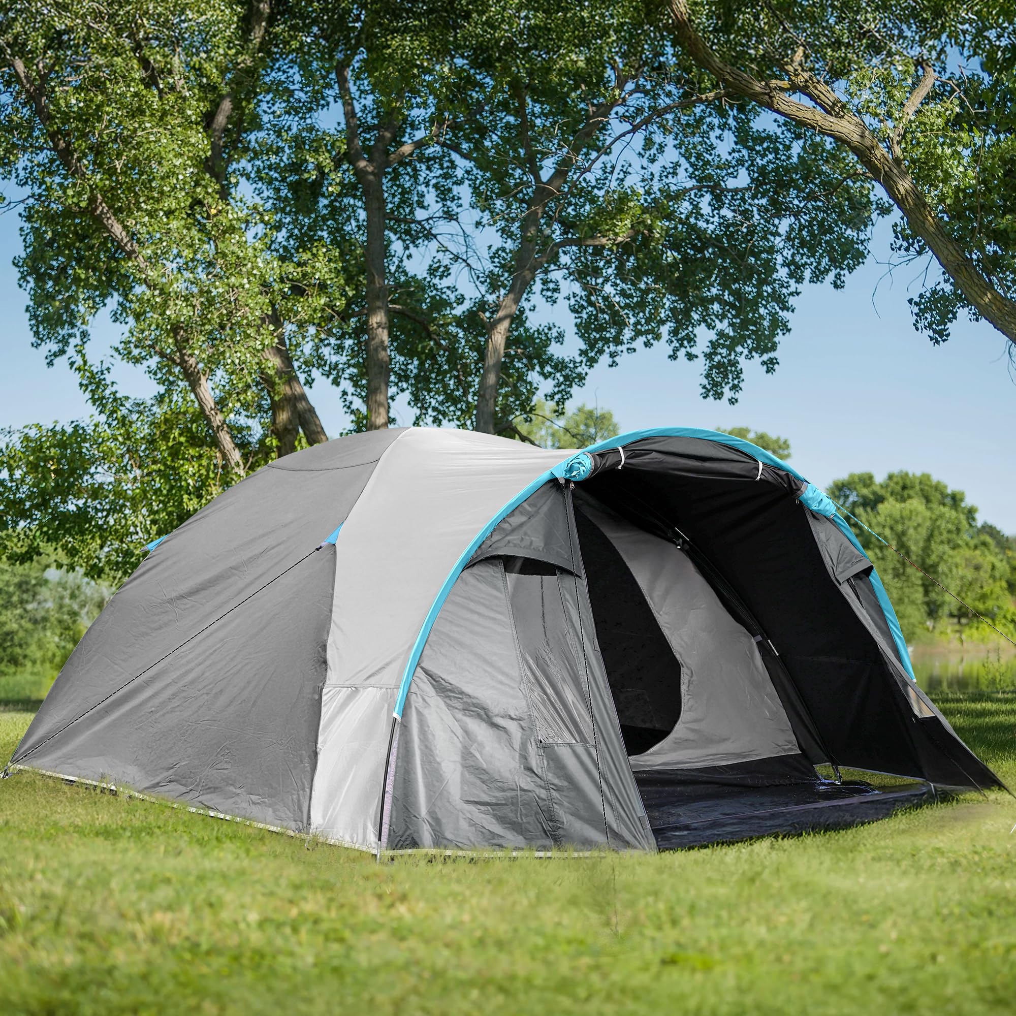 BlueWood Dome Camping Tent for 3-4 Person, Double Layer, Lightweight Holiday Family Camping and Hiking Tent, Waterproof, Sewn-in Groundsheet