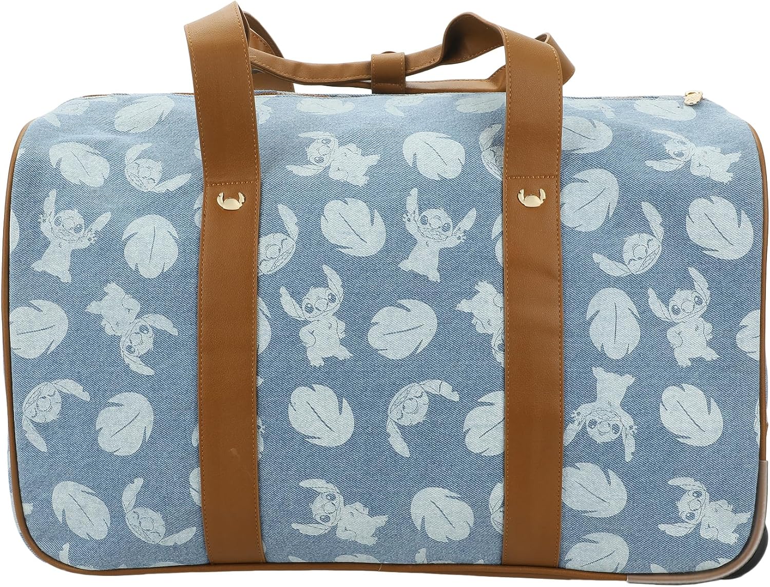 Disney Stitch Character Print 21" Adult Blue Denim Rolling Duffel Bag - Image 2