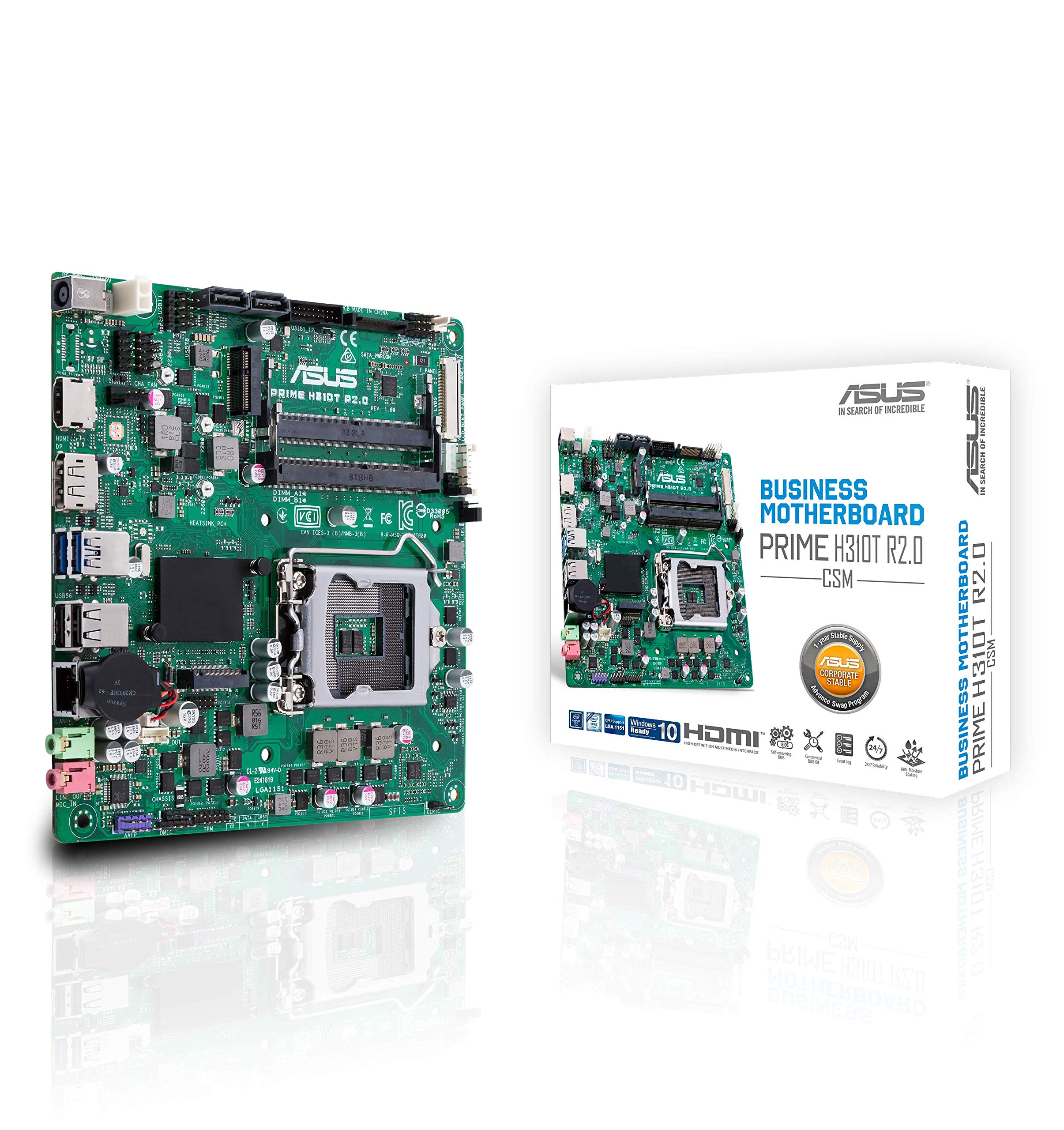 PRIME H310M-AT R2.0＋Core i5 8500＋DDR4 8G ASUS Placa-mãe LGA1151 (série 300) DDR4 M.2 DP HDMI LVDS Thin mITX