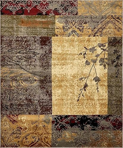 Miniatura 17 de Unique Loom Barista Collection - Alfombra moderna a cuadros, contemporánea, multicapas, Polipropileno, BeigeRoble