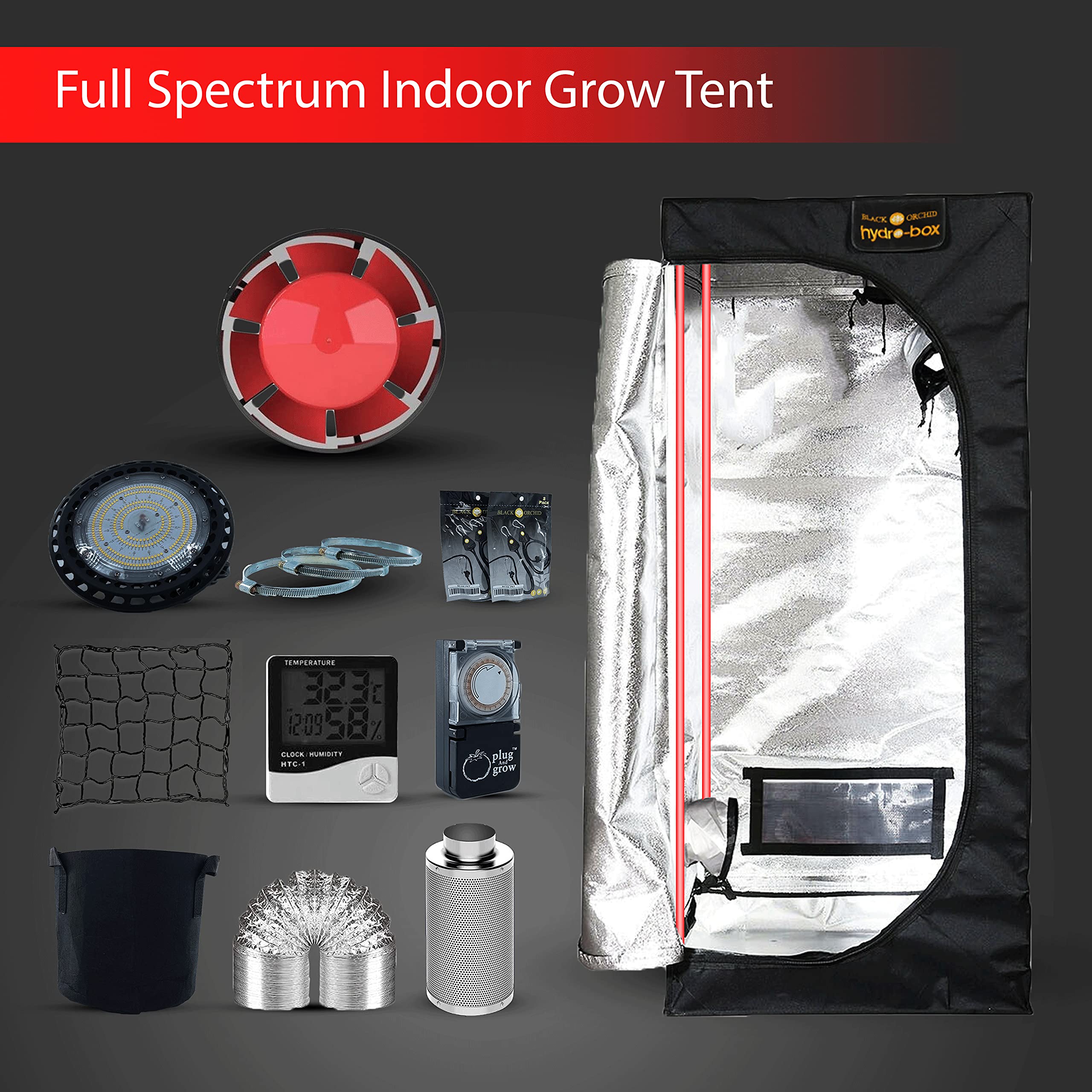 black orchid grow tent Kit Complete 100W UFO LED Grow Light 70x70x160 cm Full Spectrum Indoor Grow Tent Kit Hydroponics Grow Tent Setup Kit Grow House: Buy Online at Best Price in Bike Accessories Brand_Look an easy Helmgröße:56-59cm The new SyncDrive Pro
