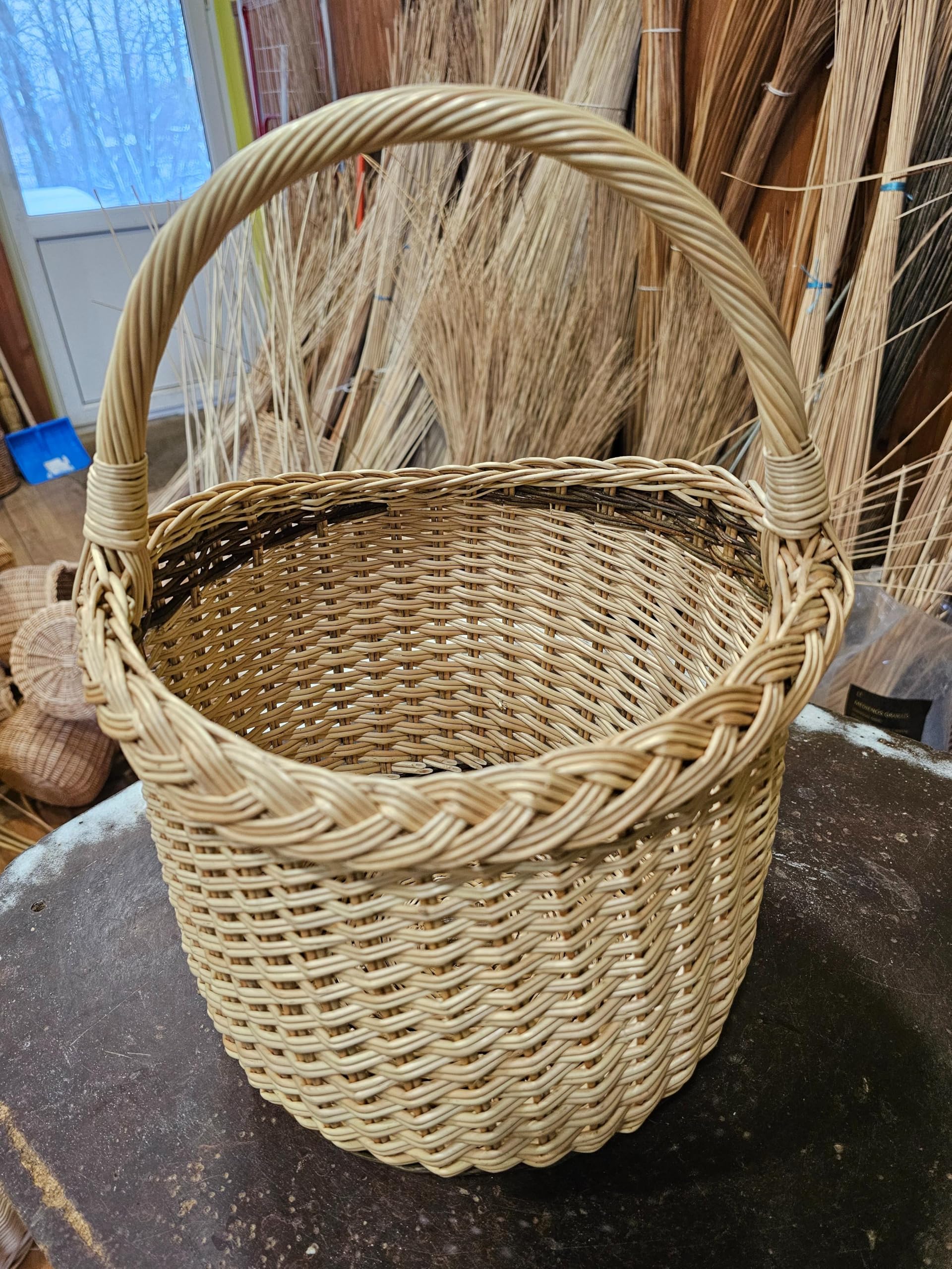Cesta de almacenaje de mimbre, 25 cm, dorada y marrón
