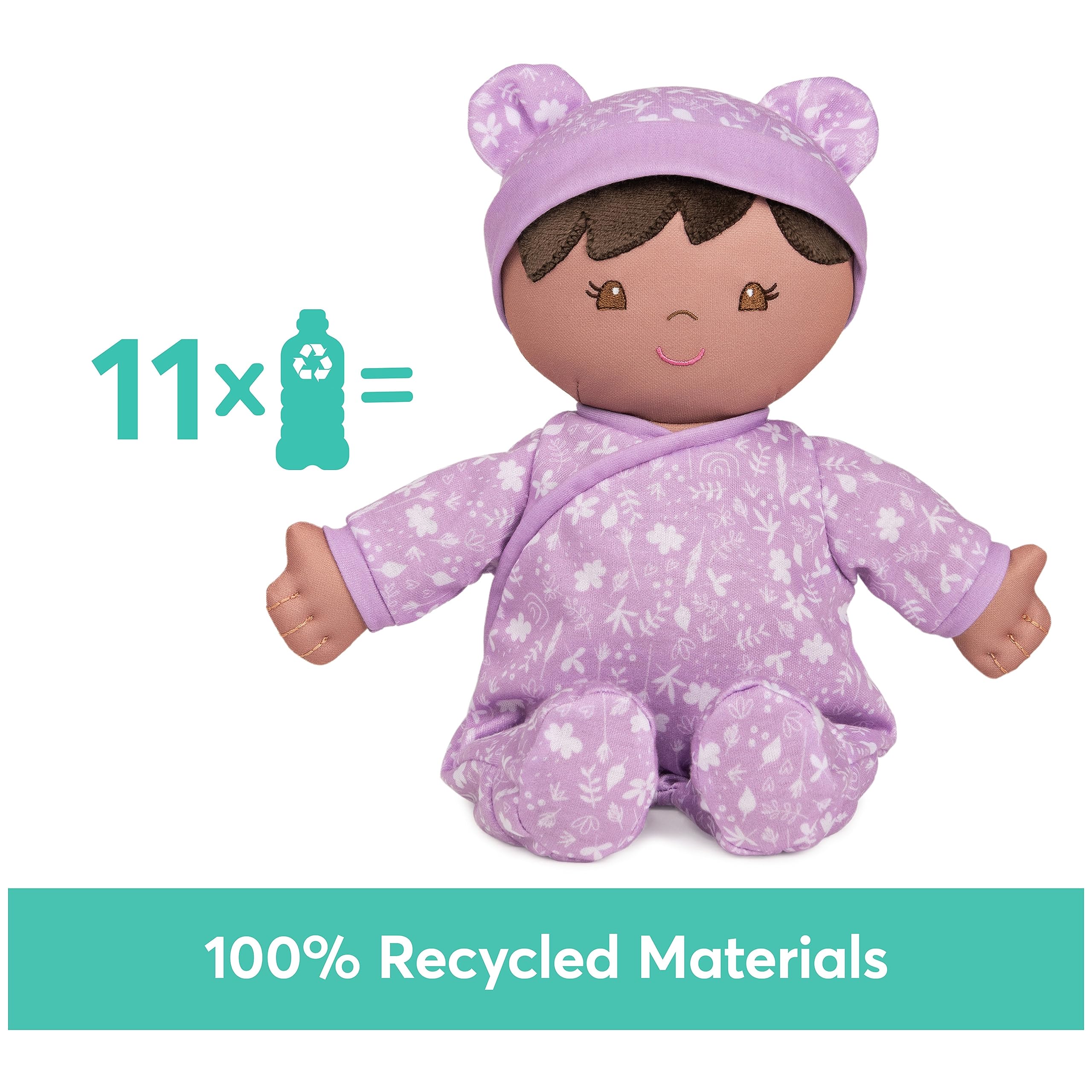 GUND Baby nachhaltige Babypuppe Plüschpuppe aus recycelten Materialien für Babys und Neugeborene Lila 30,5 cm