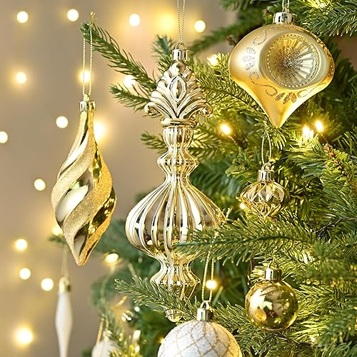 Miniatura 2 de Valery Madelyn Adornos para árboles de Navidad, 100 unidades, color blanco y dorado, irrompibles, elegantes adornos de bolas colgantes a granel para