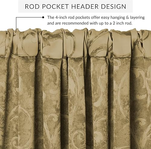 Miniatura 2 de Elrene Home Fashions cenefa de ventana de Damasco con borlas, 52 pulgadas de ancho x 19 pulgadas de largo, azul (1 cenefa)