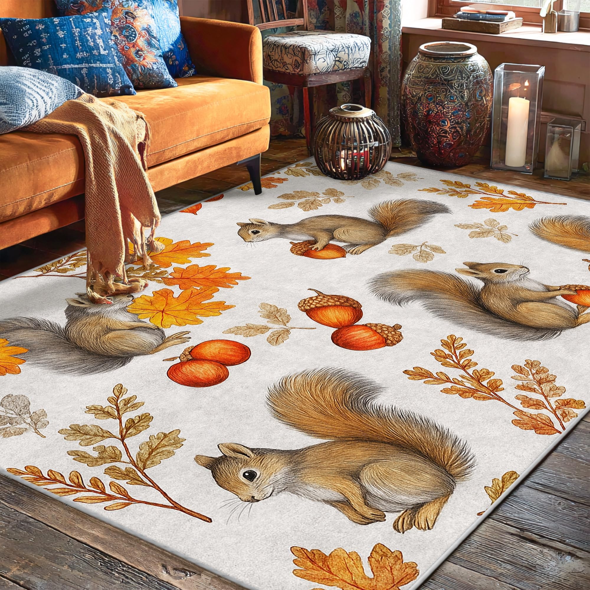 Tapis écureuil d'automne pour réchauffer l'ambiance de votre salon