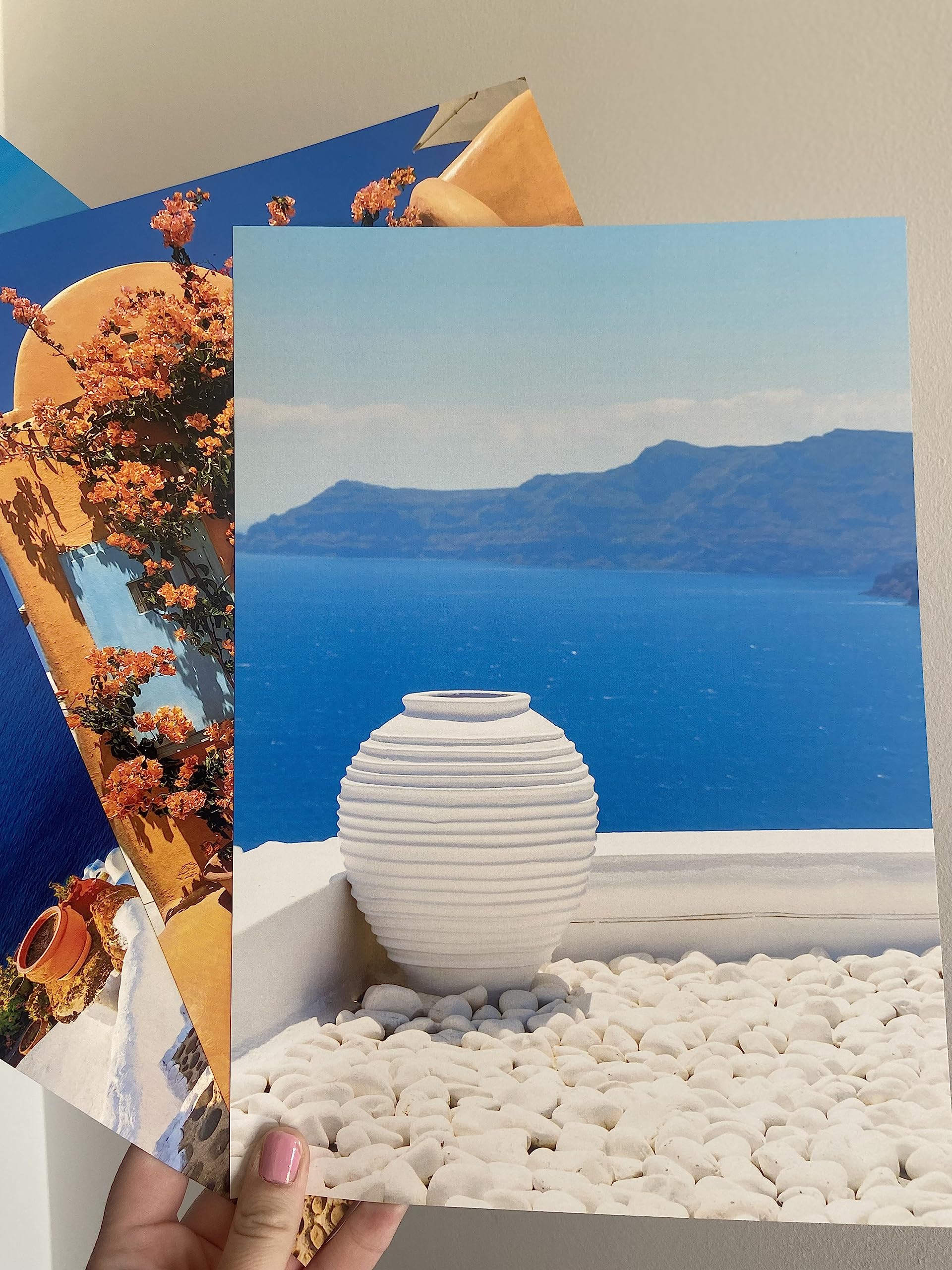 Eviepops Prints Santorini Landscape Set of 3 Unframed Prints, Greek Island Wall Art, Luxury Oceanic Print, Home Décor - Image 4