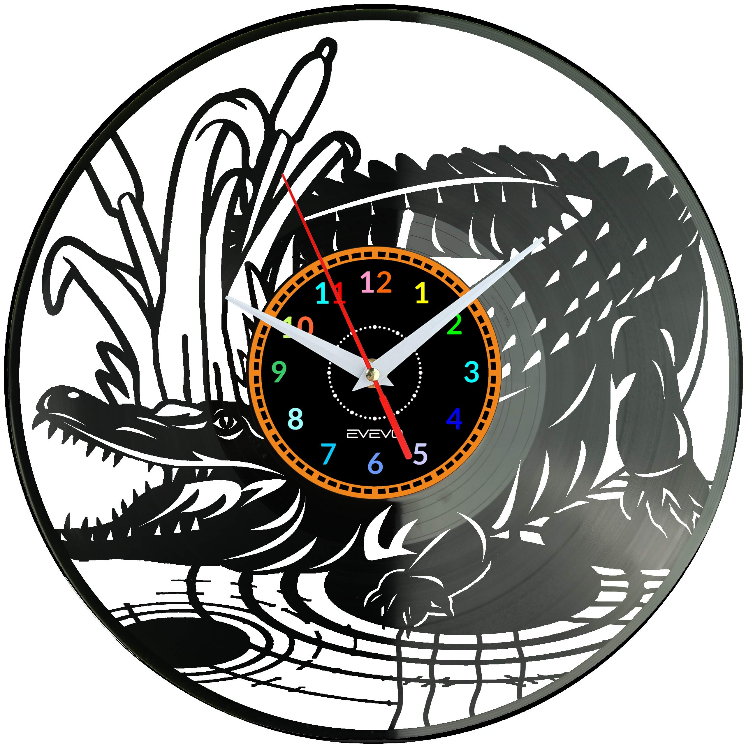 Horloge crocodile en vinyle pour sublimer la décoration murale d'un salon contemporain