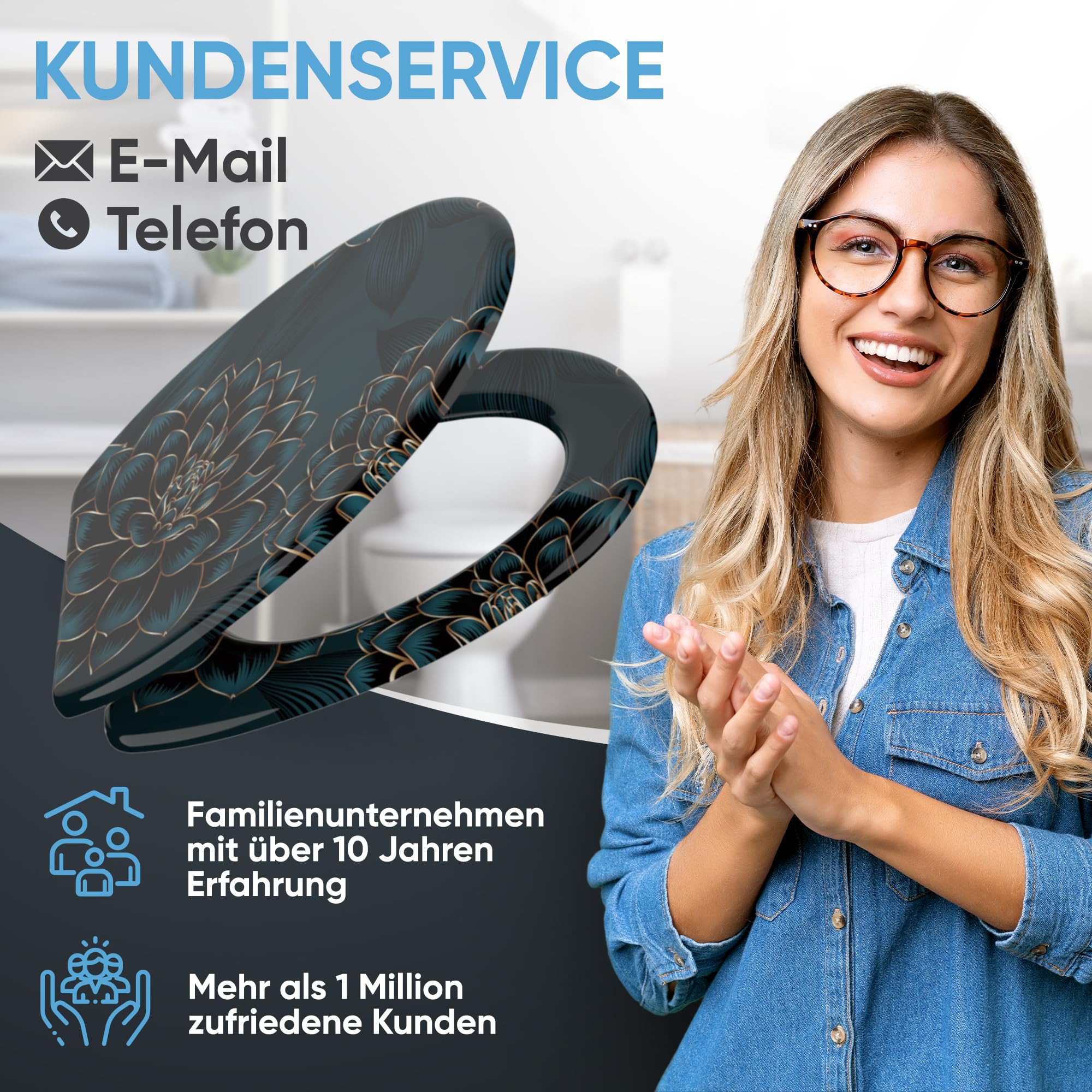 Sanilo WC Sitz mit Absenkautomatik, viele neue Toilettendeckel zur Auswahl, hochwertige Oberfläche, einfache Montage, stabile Scharniere (Dahlien)