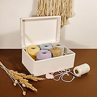 Vista 6 de Caja de almacenamiento grande de madera blanca con tapa con bisagras 30 x 20 x 14 cm (+-1.27 cm) Caja de regalo para herramientas, juguetes