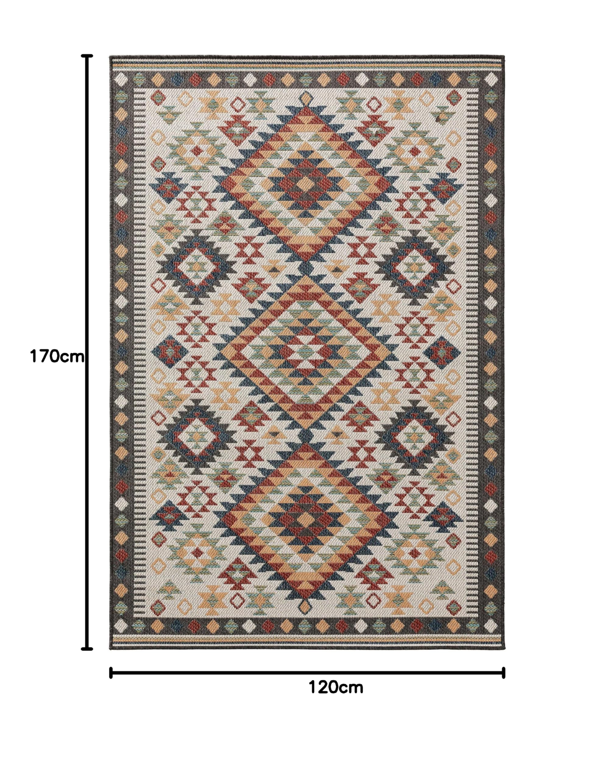 benuta Nest Tapis Mirena - Fibre synthétique - Convient à l'extérieur - Rectangulaire - Facile d'entretien - Pour salon, chambre à coucher, couloir, terrasse, balcon, multicolore - 120 x 170 cm