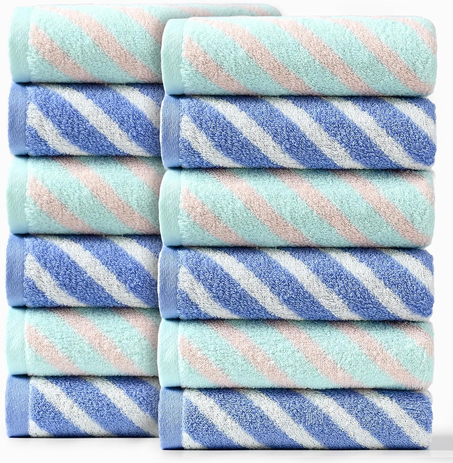 12Pcs Cotton Hand Towels Set for Bathroom Face Towels Hand Towel, Cute Patterned Towel, 29in * 13in,Highly Absorbent Hand Towel for Bath, Hand, Face, Gym and Spa