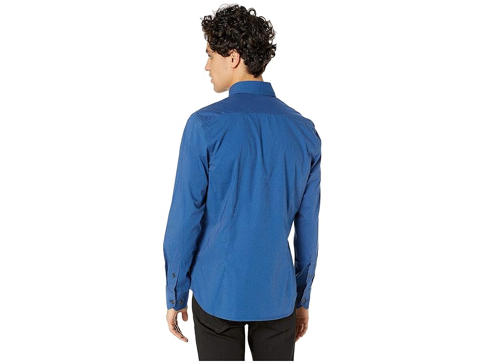 

G-Star Core Button Down One-Pocket Long Sleeve Slim Shirt (Sartho Blue/Hudson Blue Check) Men's Clothing
