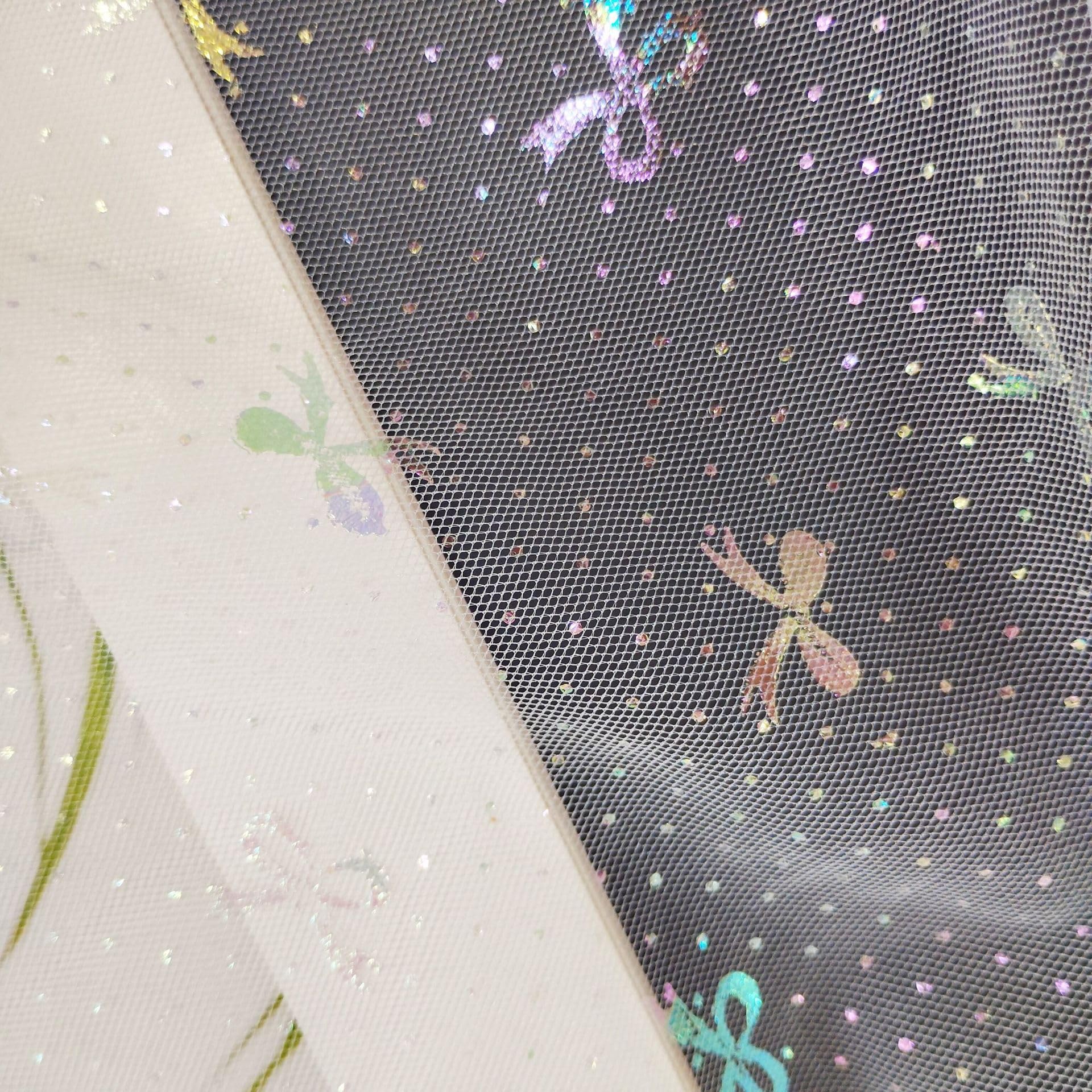 Tüllstoff Glitzer Bunter Schleifen Tüllband Glitzer Tüll Bronzierender tischläufer Glitzer deko Stoffe für Vorhänge DIY Bekleidung Deko Weihnachten Hochzeit 150 cm Breit, 15 Meter