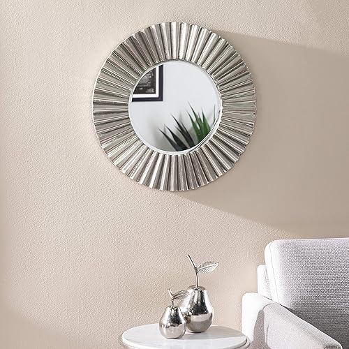 SEI Furniture Hessmer Round Decorative Mirror, Silver