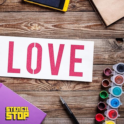 Miniatura 6 de Juego de plantillas de letras de 4 pulgadas (45 piezas)  Plantillas reutilizables del alfabeto y números para álbumes de recortes, fabricación de