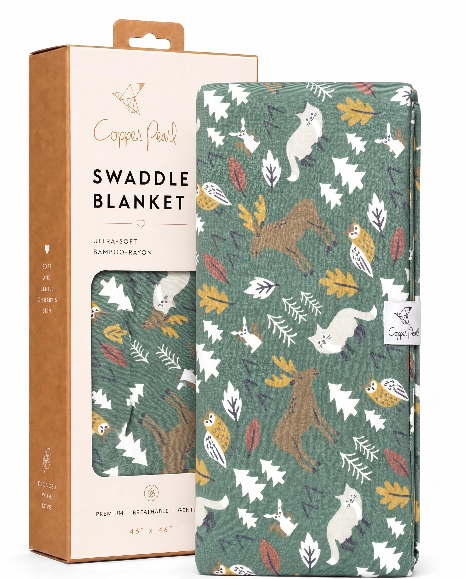 Copper Pearl Swaddle Blankets for Newborns | Soft Stretchy Receiving Blankets for Boys and Girls | Large 46 x 46 Inch Baby Blankets | Lightweight and Breathable Swaddles | Atwood
