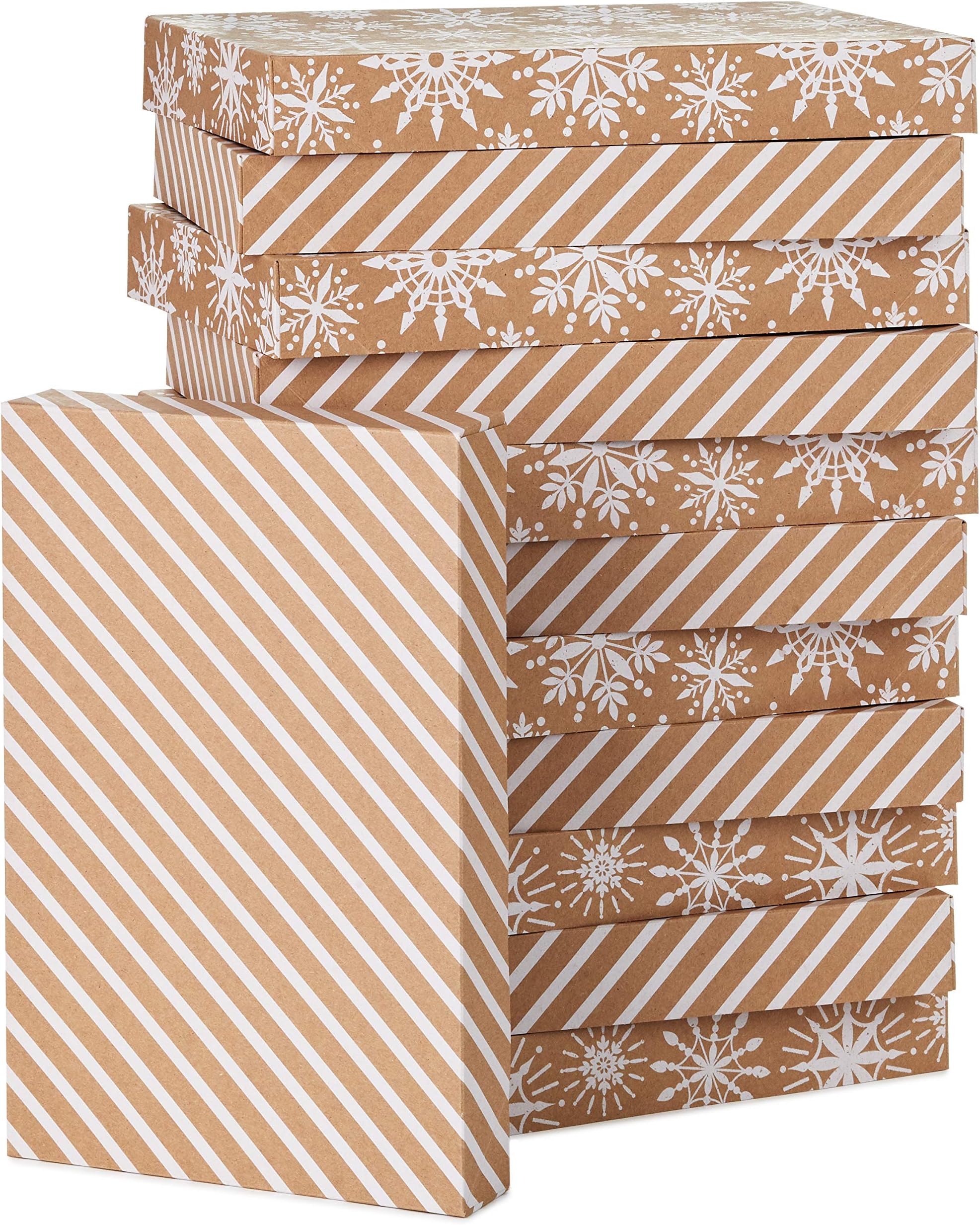 Hallmark Medium Christmas Gift Boxes with Lids (12 Shirt Boxes, 3 Designs: Na...