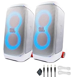 JBL PartyBox Stage 320 White - 240W Portable Wireless Splash Proof Speaker - 12 Hours of Playtime -