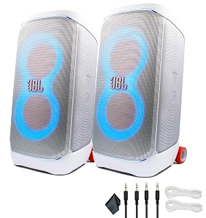 JBL PartyBox Stage 320 White - 240W Portable Wireless Splash Proof Speaker - 12 Hours of Playtime -