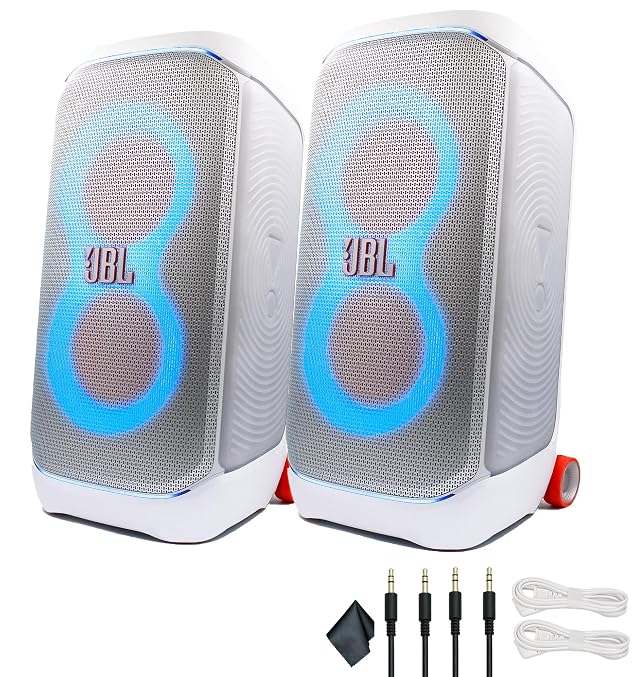 JBL PartyBox Stage 320 White - 240W Portable Wireless Splash Proof Speaker - 12 Hours of Playtime -