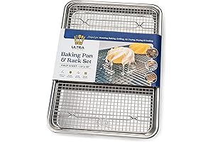 Ultra Cuisine Steel Baking Pan with Stainless Steel Cooling Rack Set