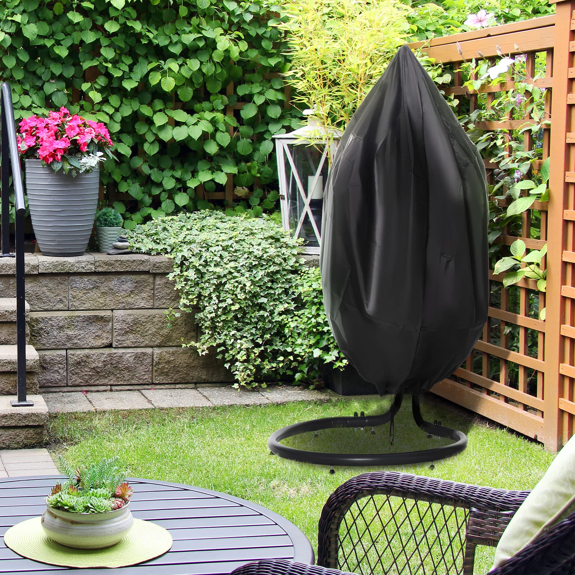 Outsunny Housse de chaise suspendue, housse de chaise de cocon d'oscillation d'œufs, tissu Oxford 210D, avec fermeture éclair, Ø 115 x 190 cm, noir