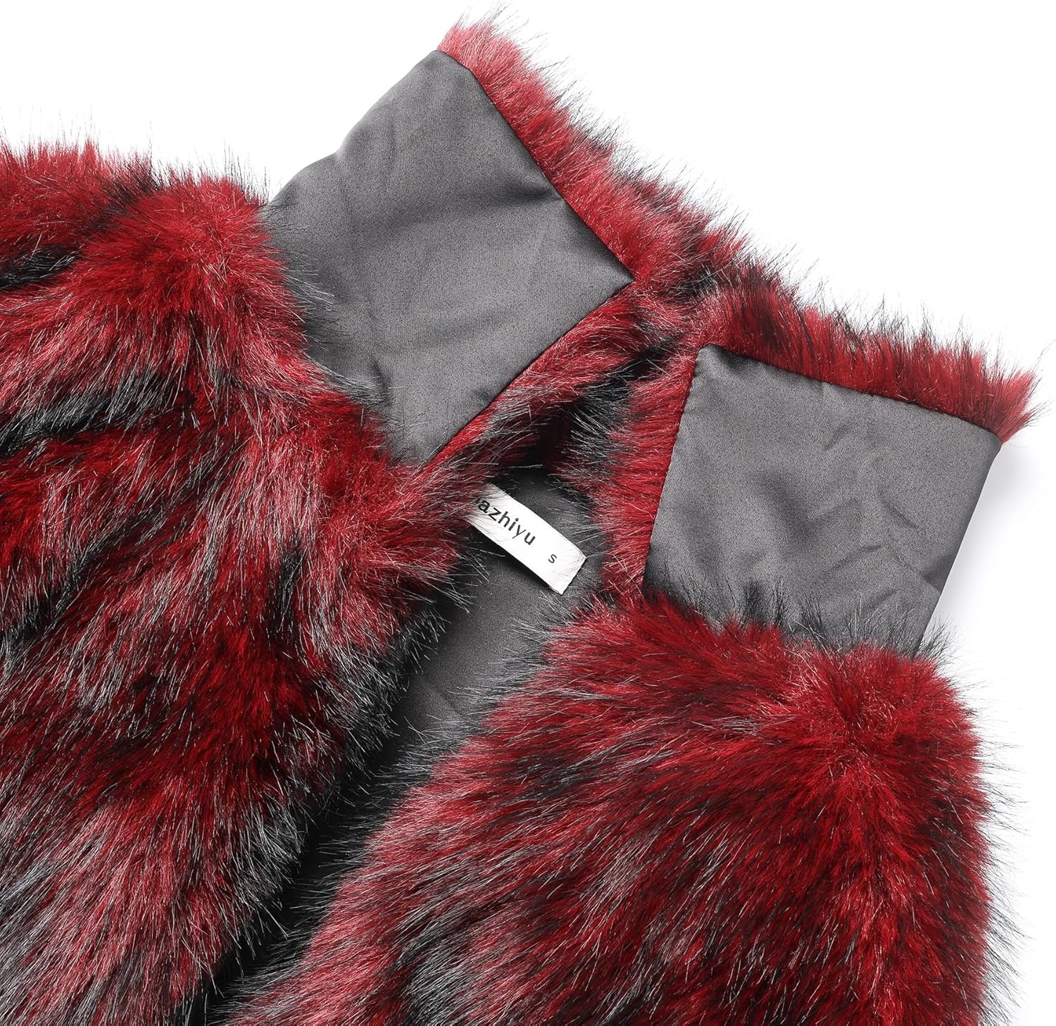 Amazhiyu Women's Faux Fur Cropped Coat Winter Open-front Long Sleeve Jackets Warm - Image 5