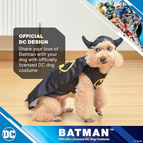 Miniatura 2 de DC Comics Disfraz de Batman para perro, talla S  Disfraz oficial de Batman para mascotas Halloween, negro