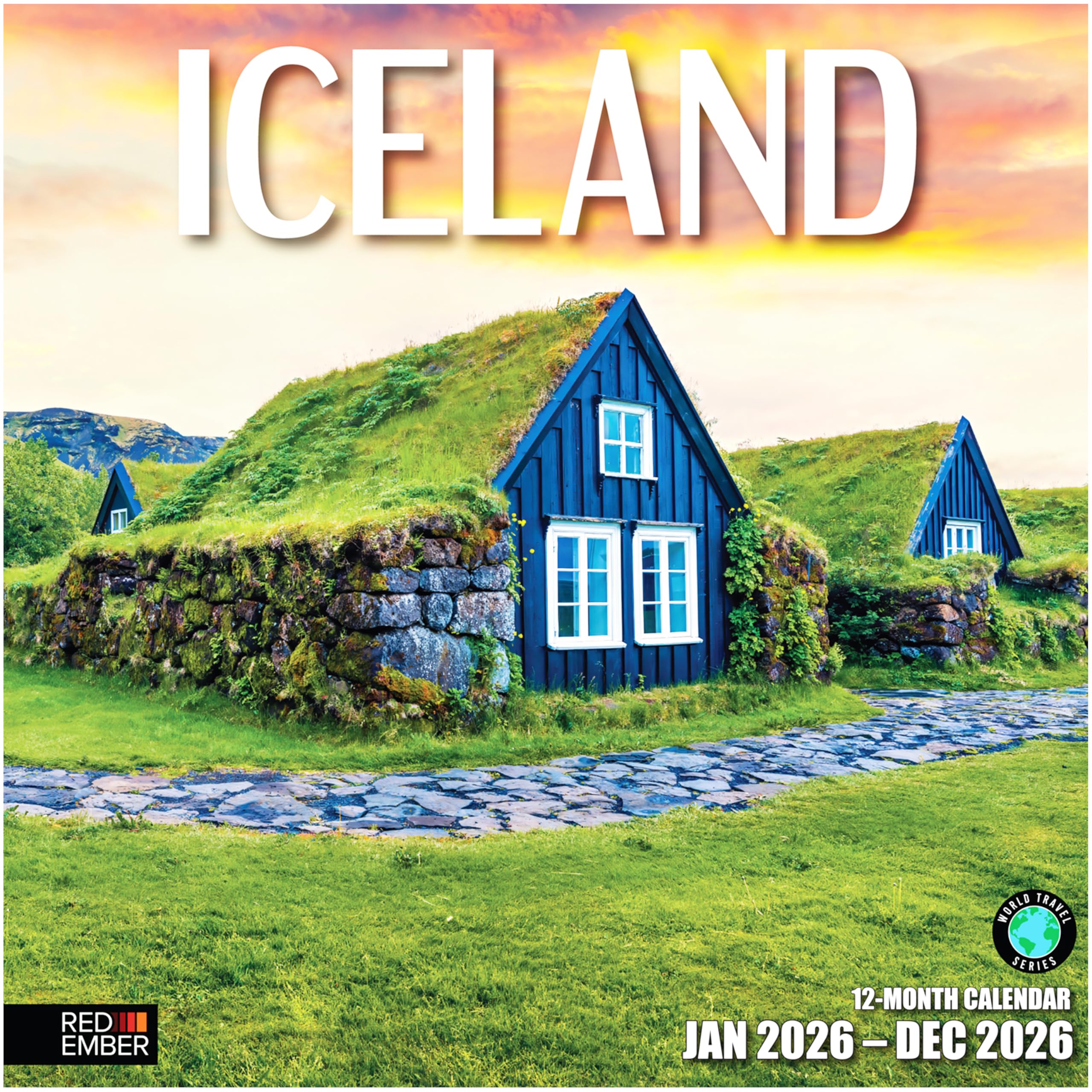 RED EMBER Iceland 2026 Wall Calendar 12 Month | 12" x 24" Open | Thick & Sturdy Paper | Giftable | Calendar 2026