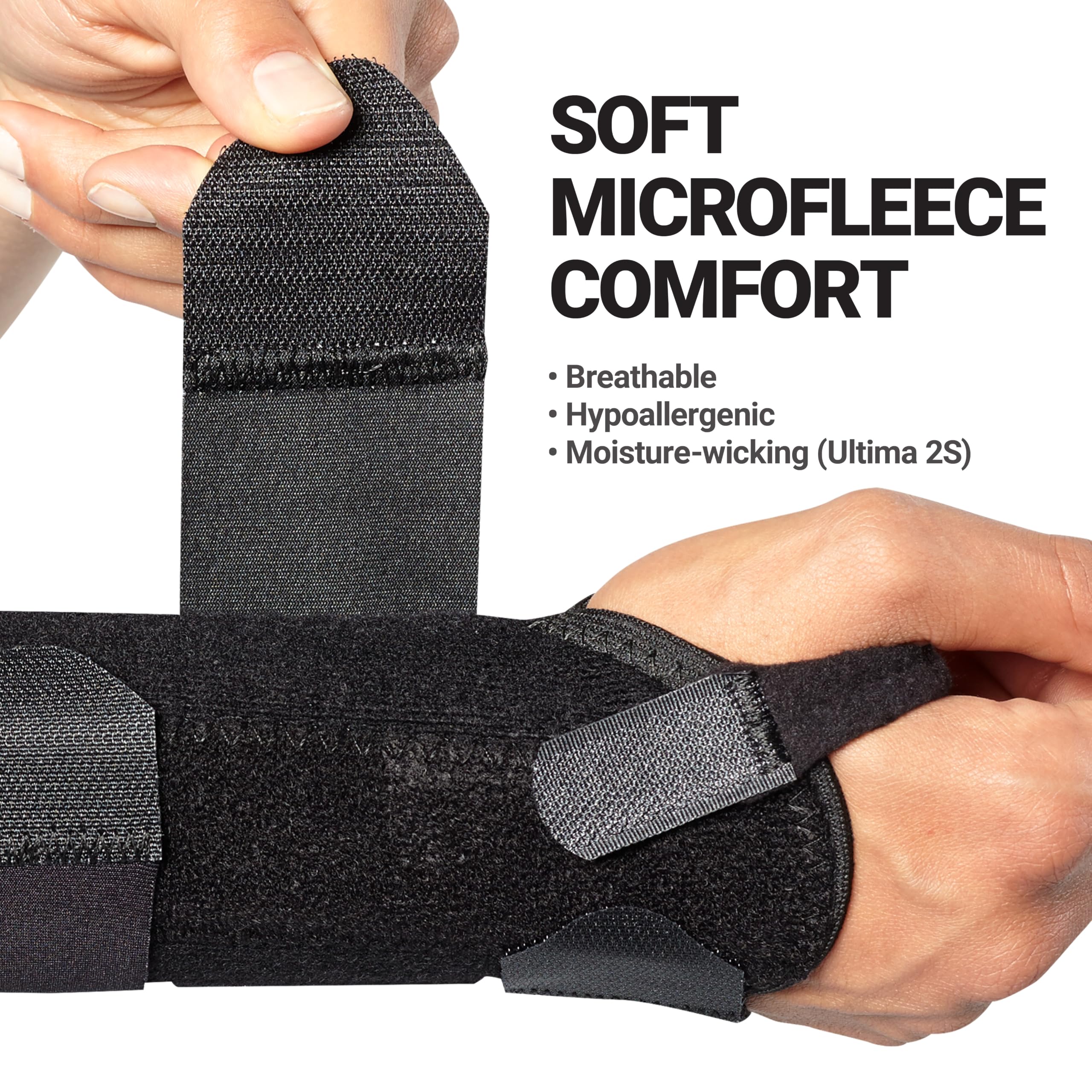BIOSKIN Abrazadera de 8 pulgadas muñeca Dp3 - hipoalergénico soporte para túnel carpiano, tendinitis y dolor de la artritis Negro (XS-S) Left