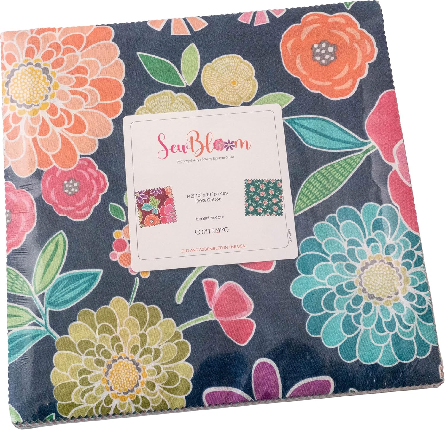 Cherry Guidry Sew Bloom 10X10 Pack 42 10-inch Squares Layer Cake Benartex, 10 Inches, SWB10PK