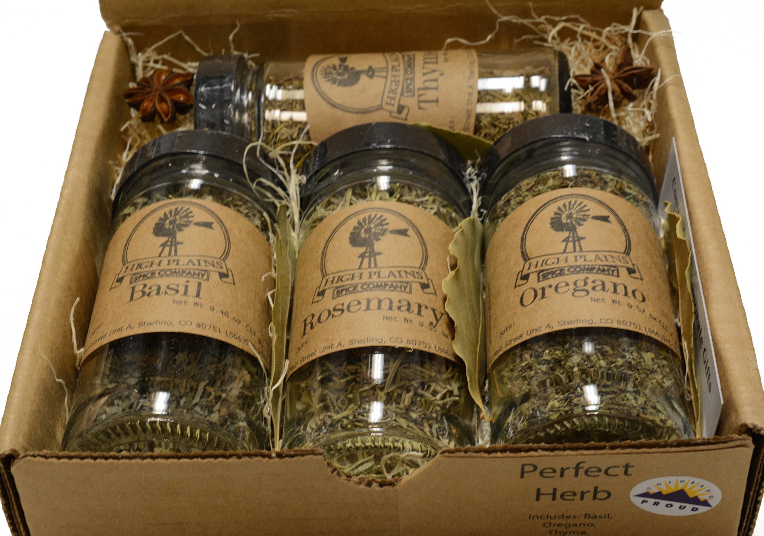 Perfect Herb Spices Gift Set of 4 ~ Gift Set by High Plains Spice Company ~ Gourmet Meat and Veggie Spice Blends & Rubs For Beef, Chicken, Veggies & All Recipes ~ Spice Blends Handcrafted In Colorado