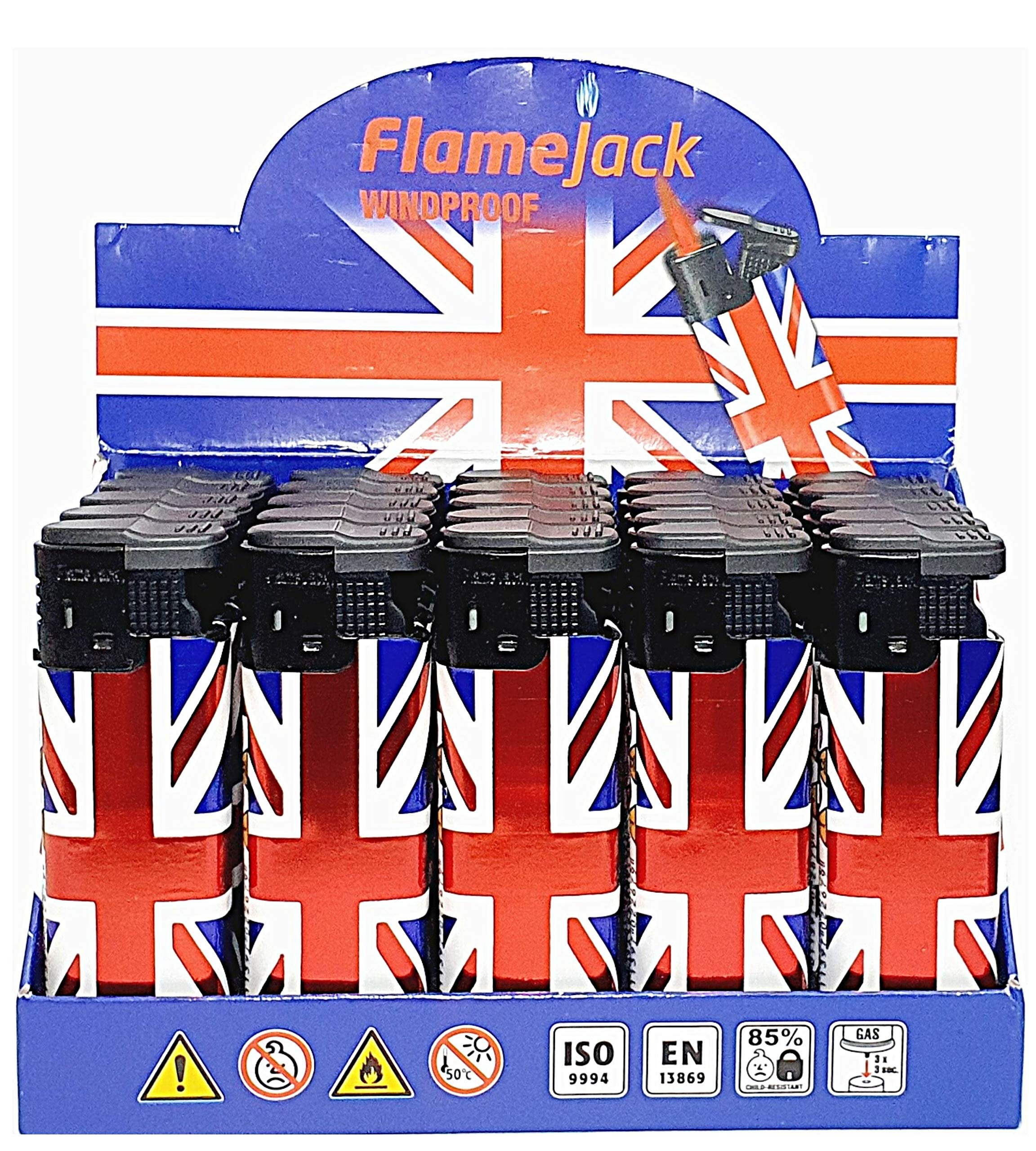 Zactly Multicolor - 5 X Flamejack Colourful Windproof Dustproof Jet Lighters Really Powerful – Limited Edition (England Flag)