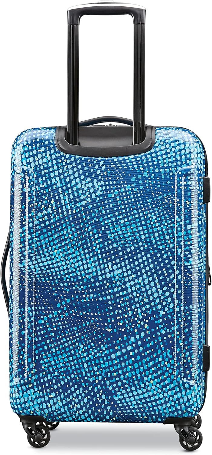 review American Tourister Moonlight Hardside Expandable Luggage with Spinner Wheels, Blue Dots, 2-Piece Set (21/24)